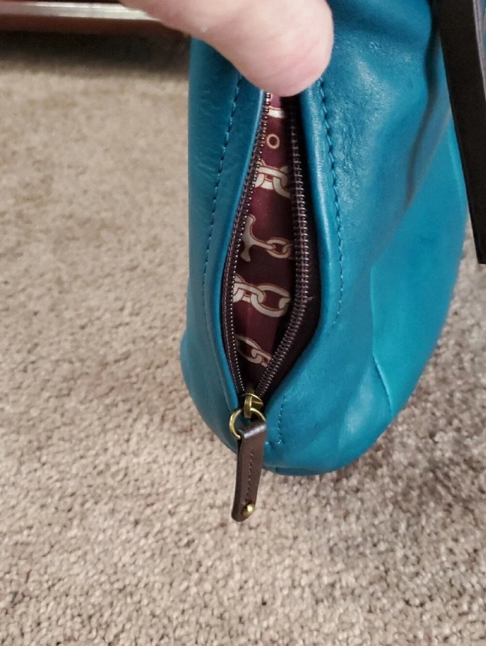 BRAND NEW!!  Tignanello Teal Leather Shoulder Hobo with Gold Hardware